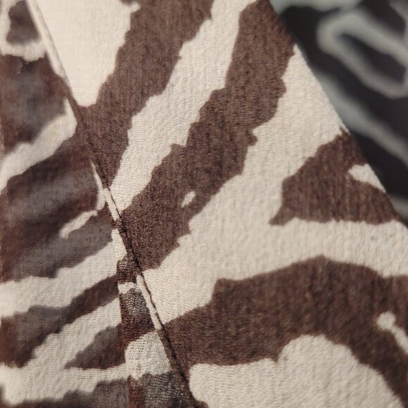 Chico’s Zebra Print Semi-Sheer Wrap Top | Size 2 | Brown & Cream - Picture 3 of 4